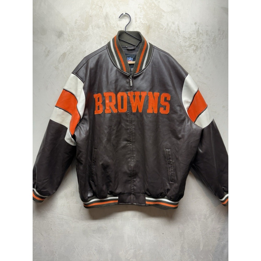 G-III NFL Cleveland Browns Varsity Jacket Men's XXL Faux Leather Embroidered